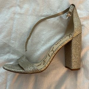 Sam Edelman Chunky Block Gold Glittery Heel